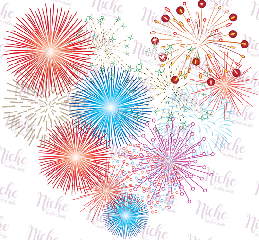 -FOU5045 Heart Fireworks Decal