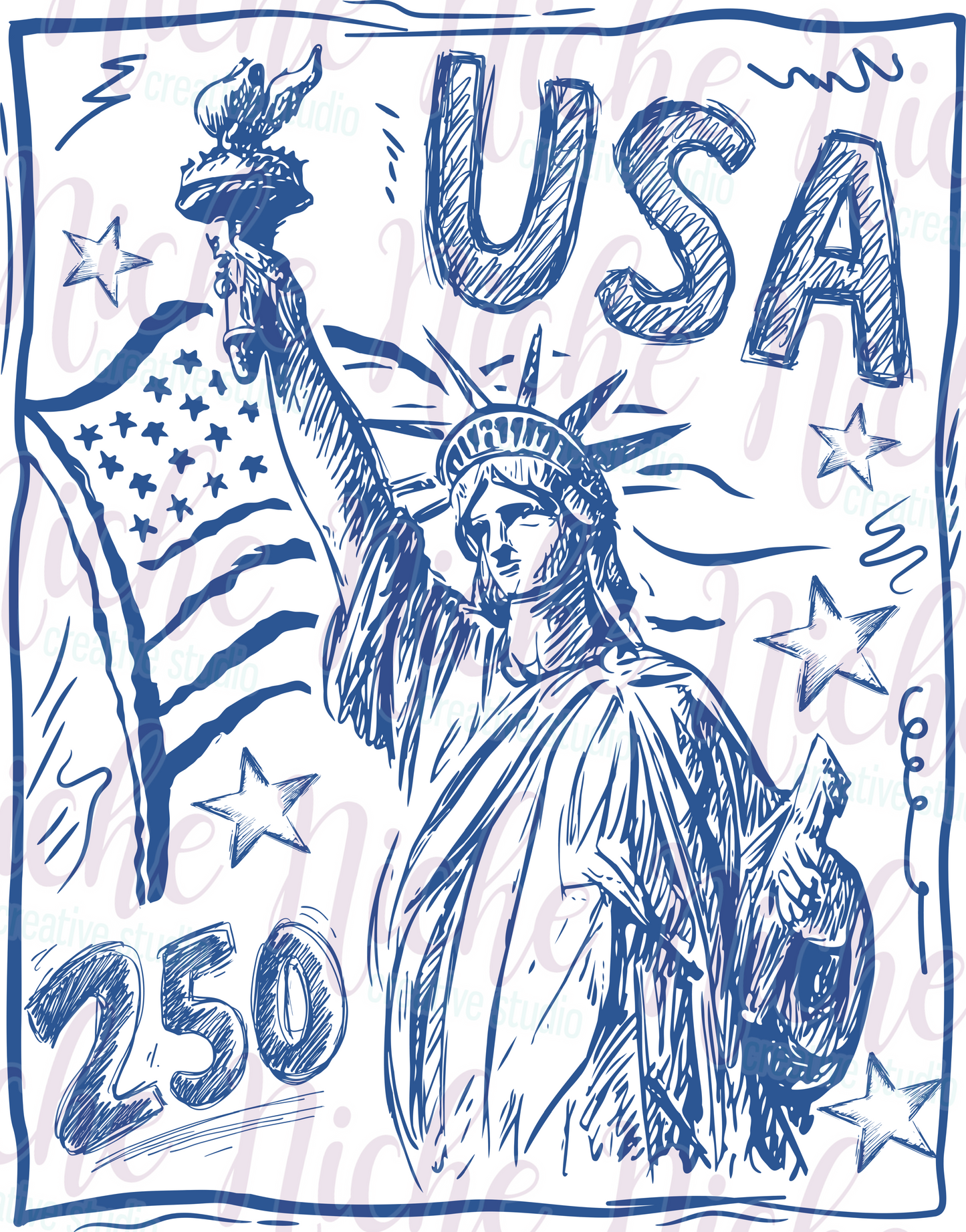 -FOU8262 Sketch 4th of July Decal