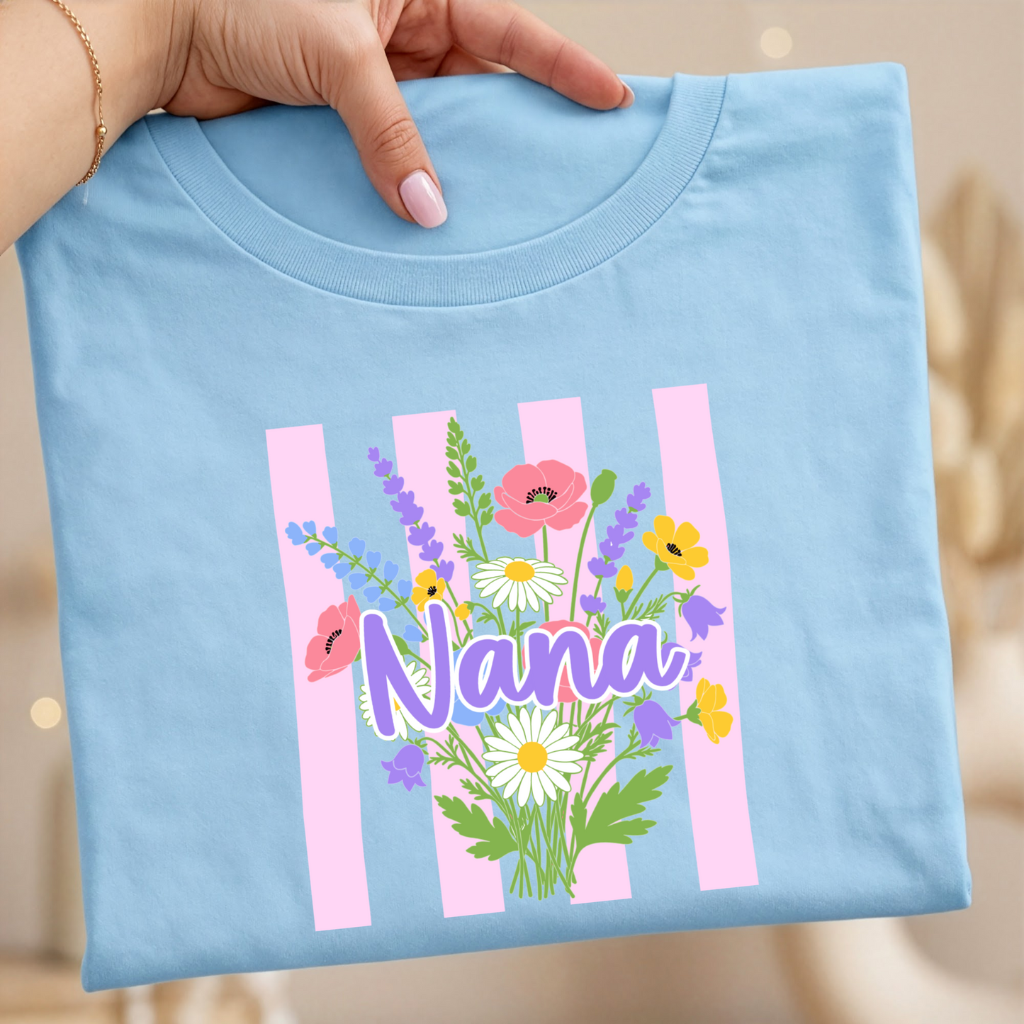 - MOM4512 Floral Strip Custom Name - PASTEL Decal
