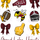 -GRA1971 Grand Lake Football and Bows Decal