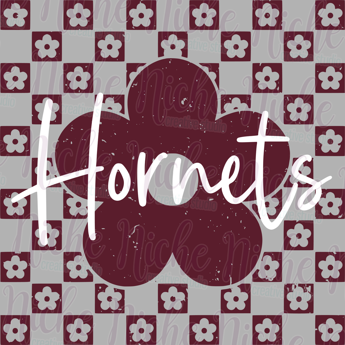 -GRA8396 Checkered Flower Hornets Decal