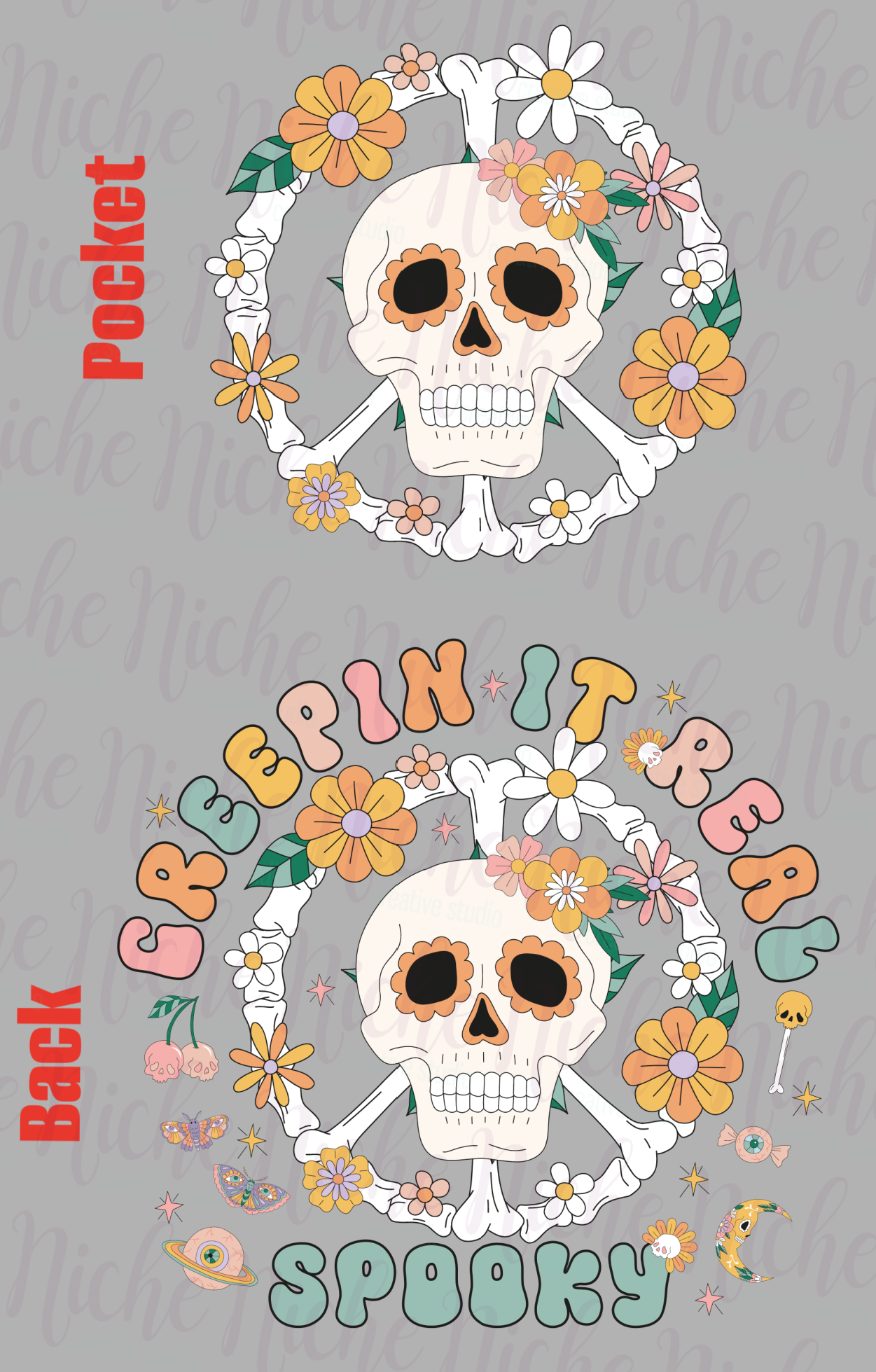 -HAL5347 **Combo**  Peace Skull Decal