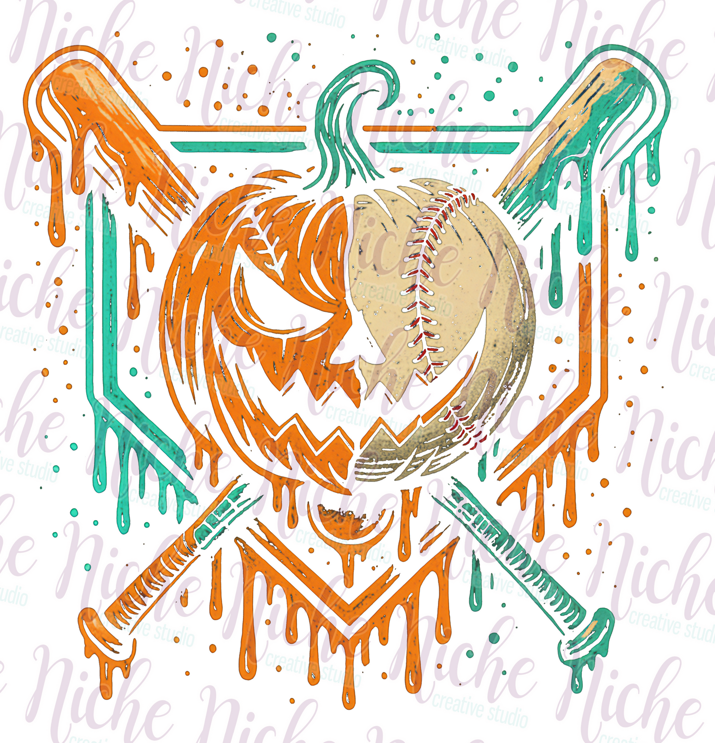 -HAL8472 Pumpkin Halloween Baseball Decal