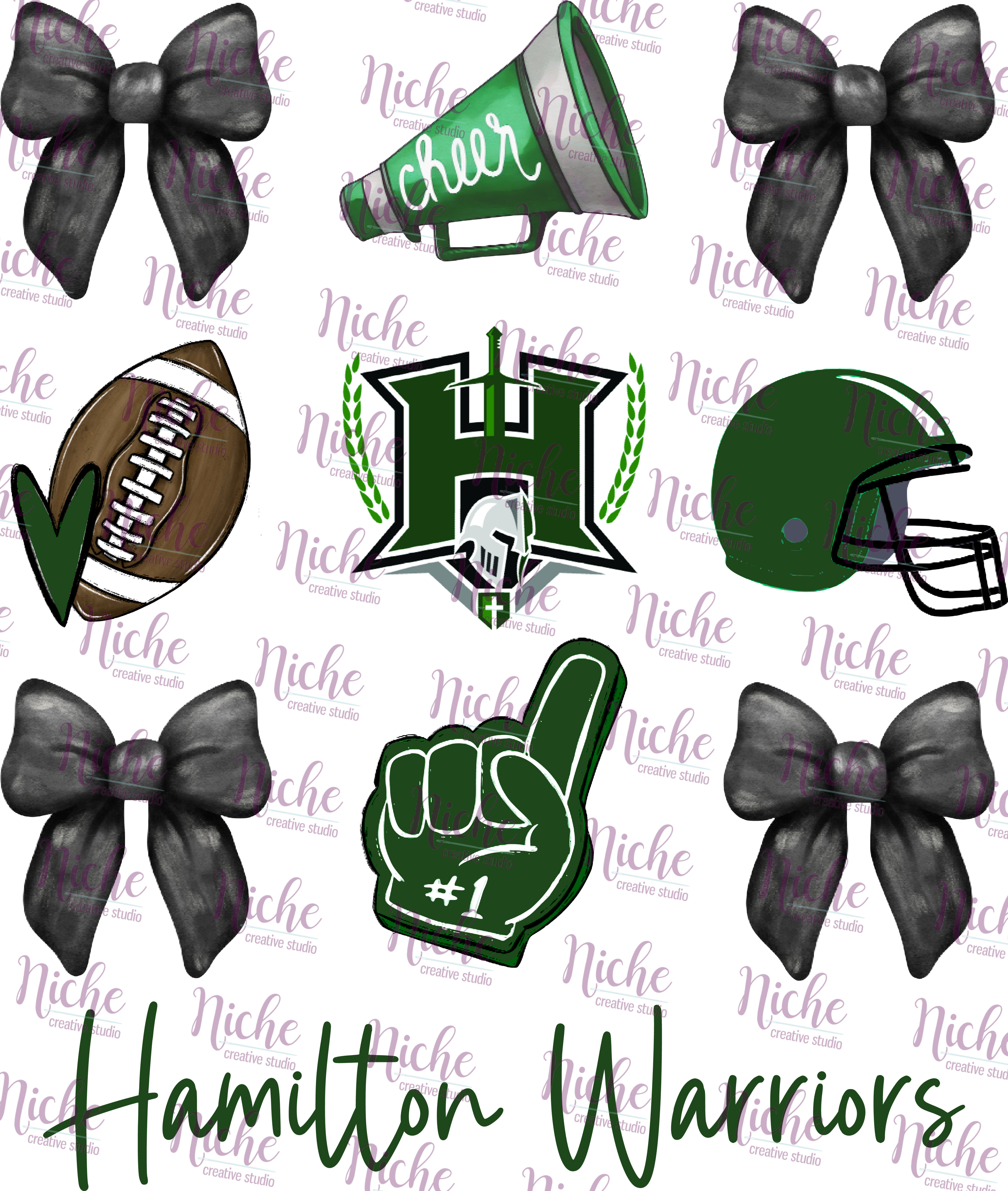 Football Store Hamilton -HAM2050 Hamilton Warriors Football and Bows Decal – Niche Creative Studio