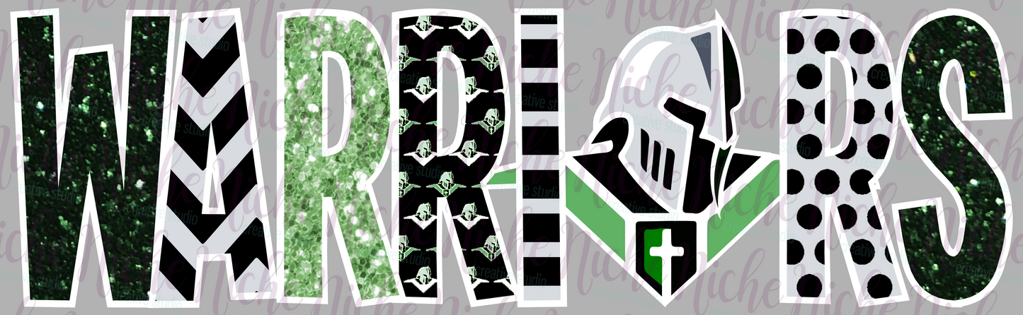 -HAM3122 Warriors Glitter Lettering Decal