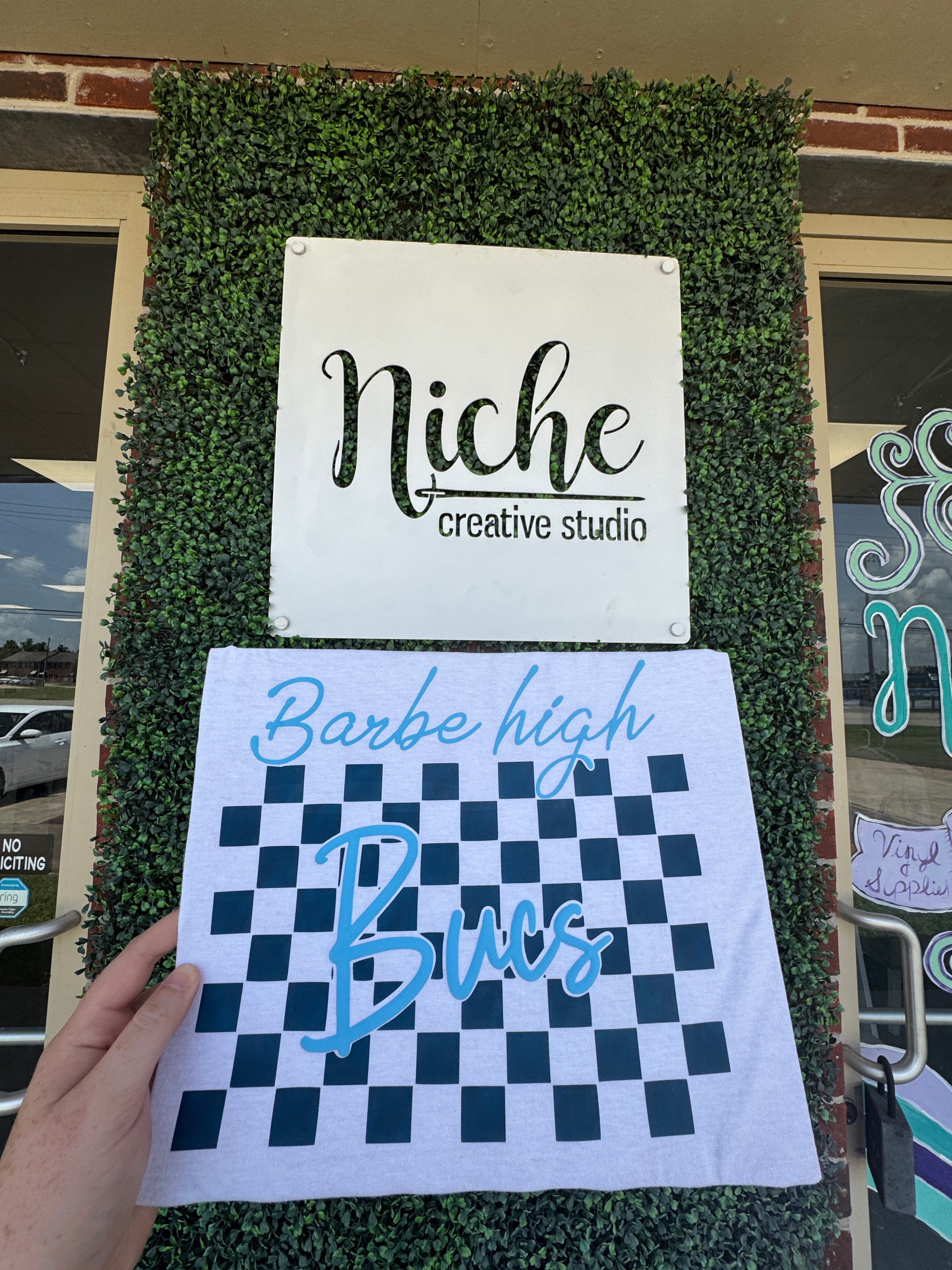 Barbe High Checkered Puff Vinyl Decal – Niche Creative Studio