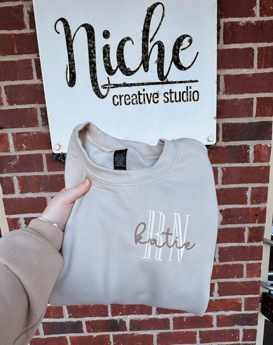 Nurse Embroidered Sweatshirt or T-Shirt
