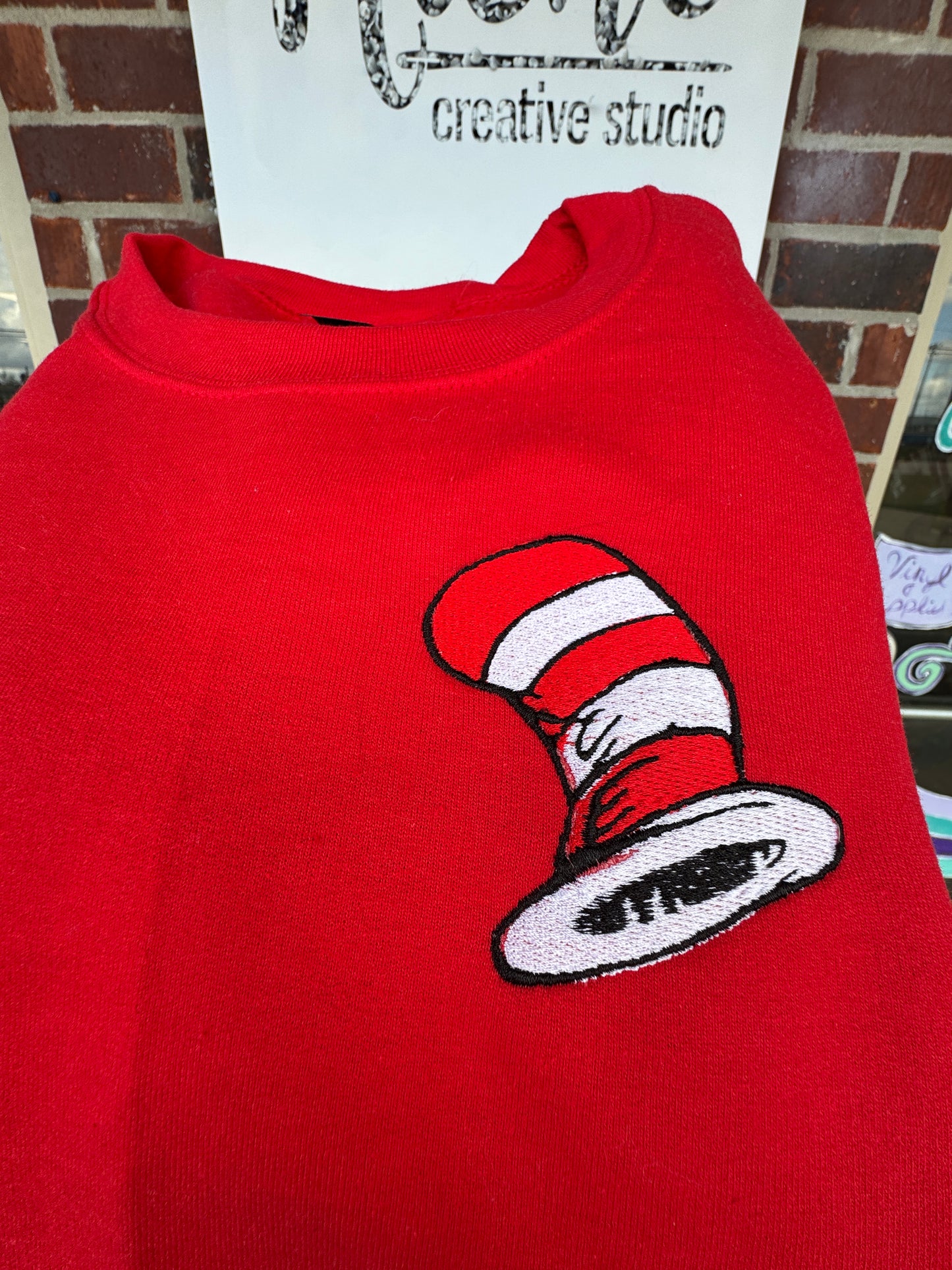 Dr. Seuss Hat Embroidered Sweatshirt
