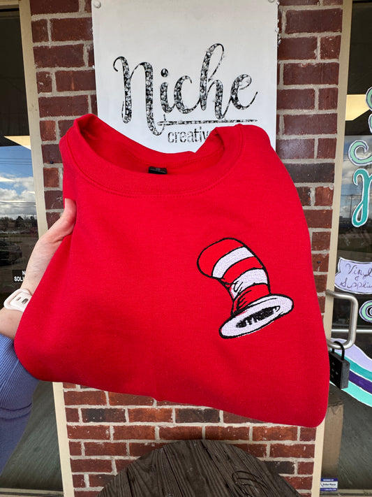 Dr. Seuss Hat Embroidered Sweatshirt