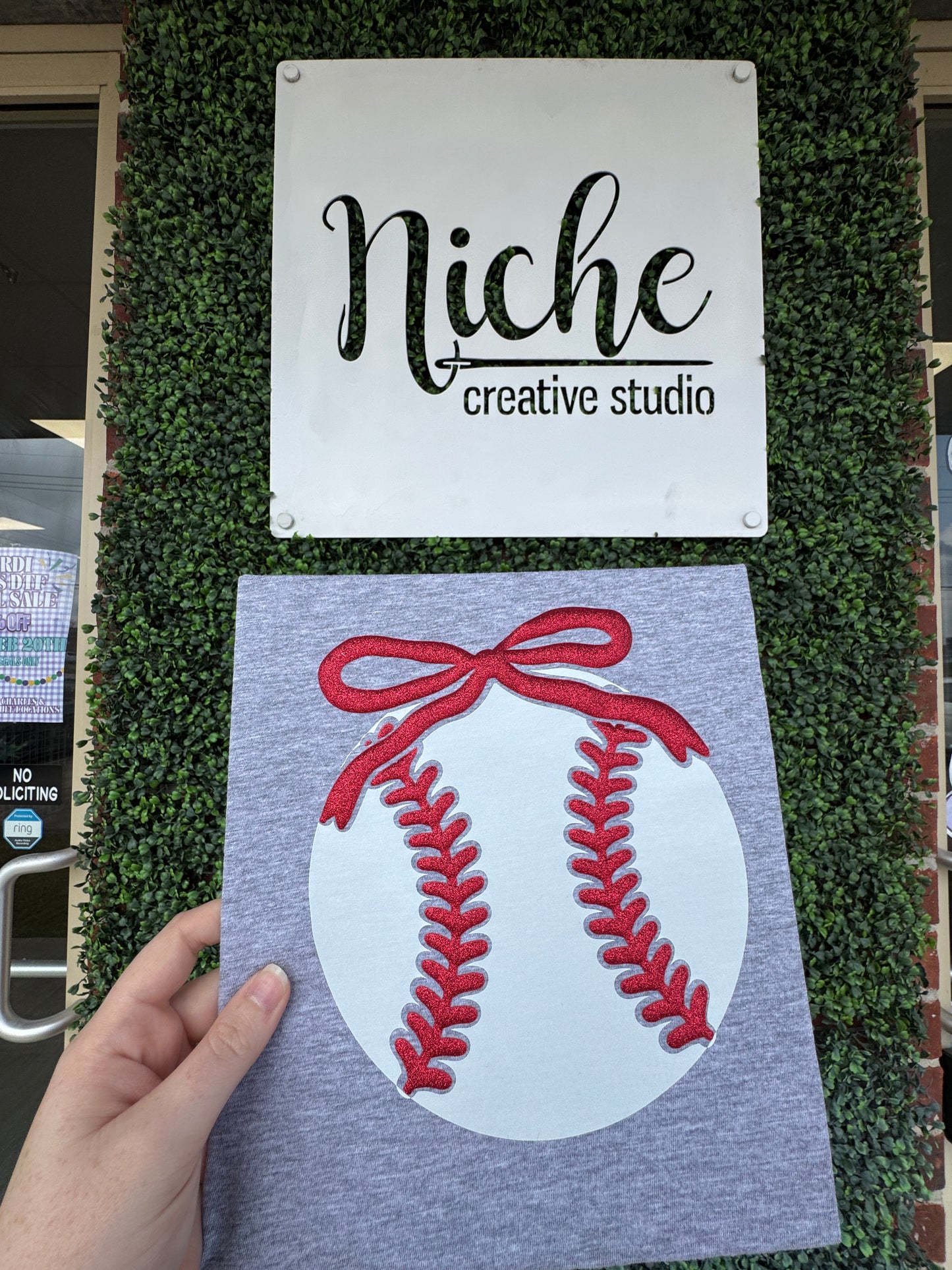 Bow Baseball Puff Decal