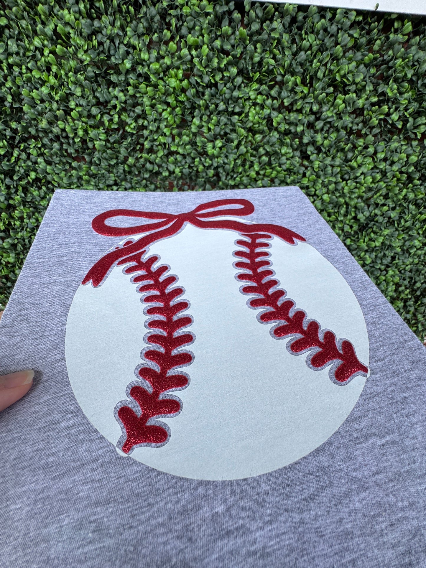 Bow Baseball Puff Decal