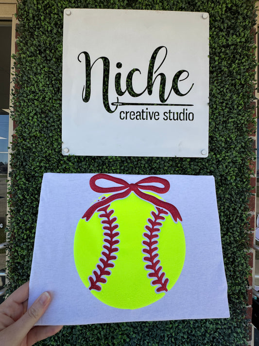 Bow Softball Puff Decal