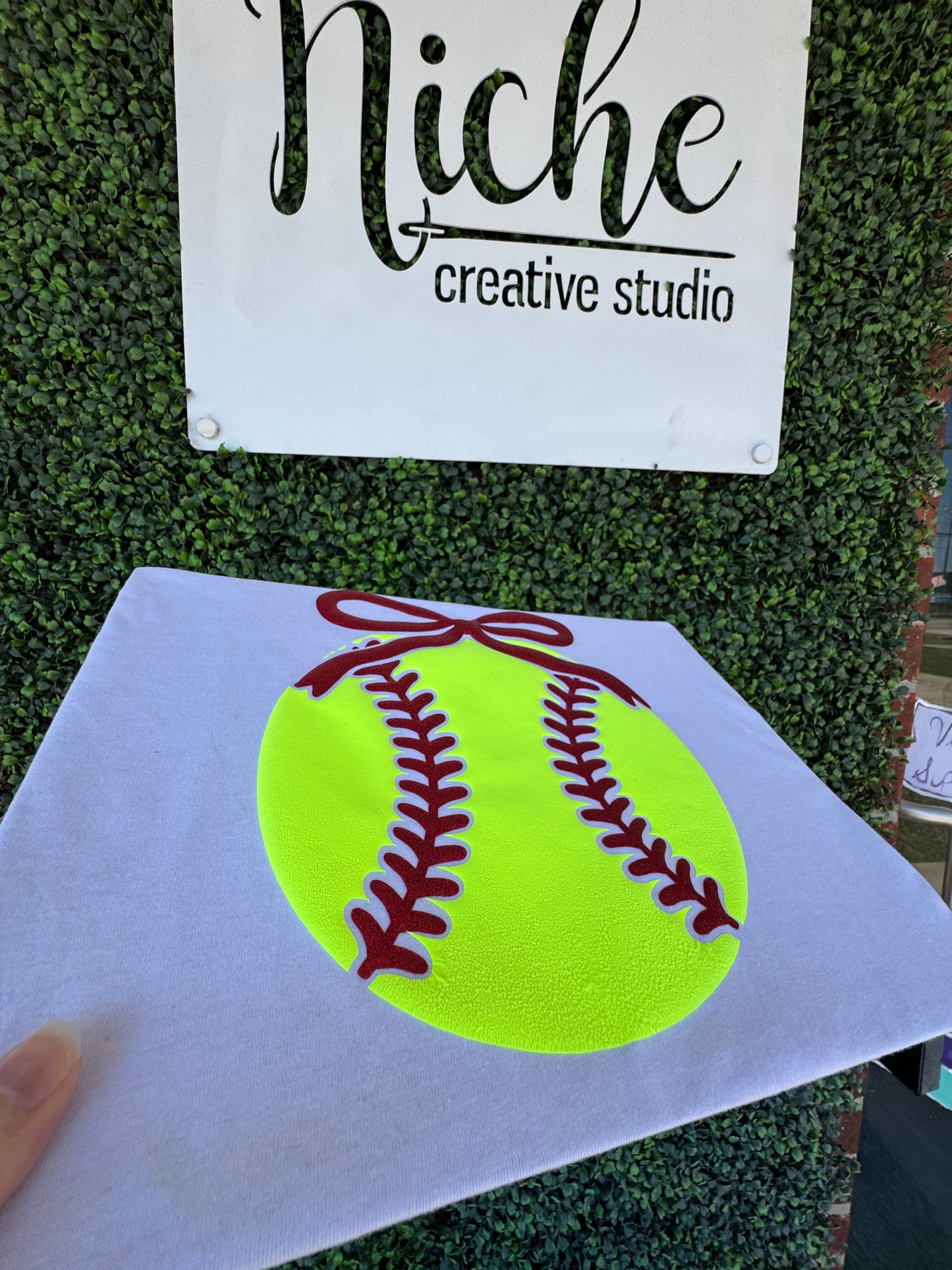 Bow Softball Puff Decal