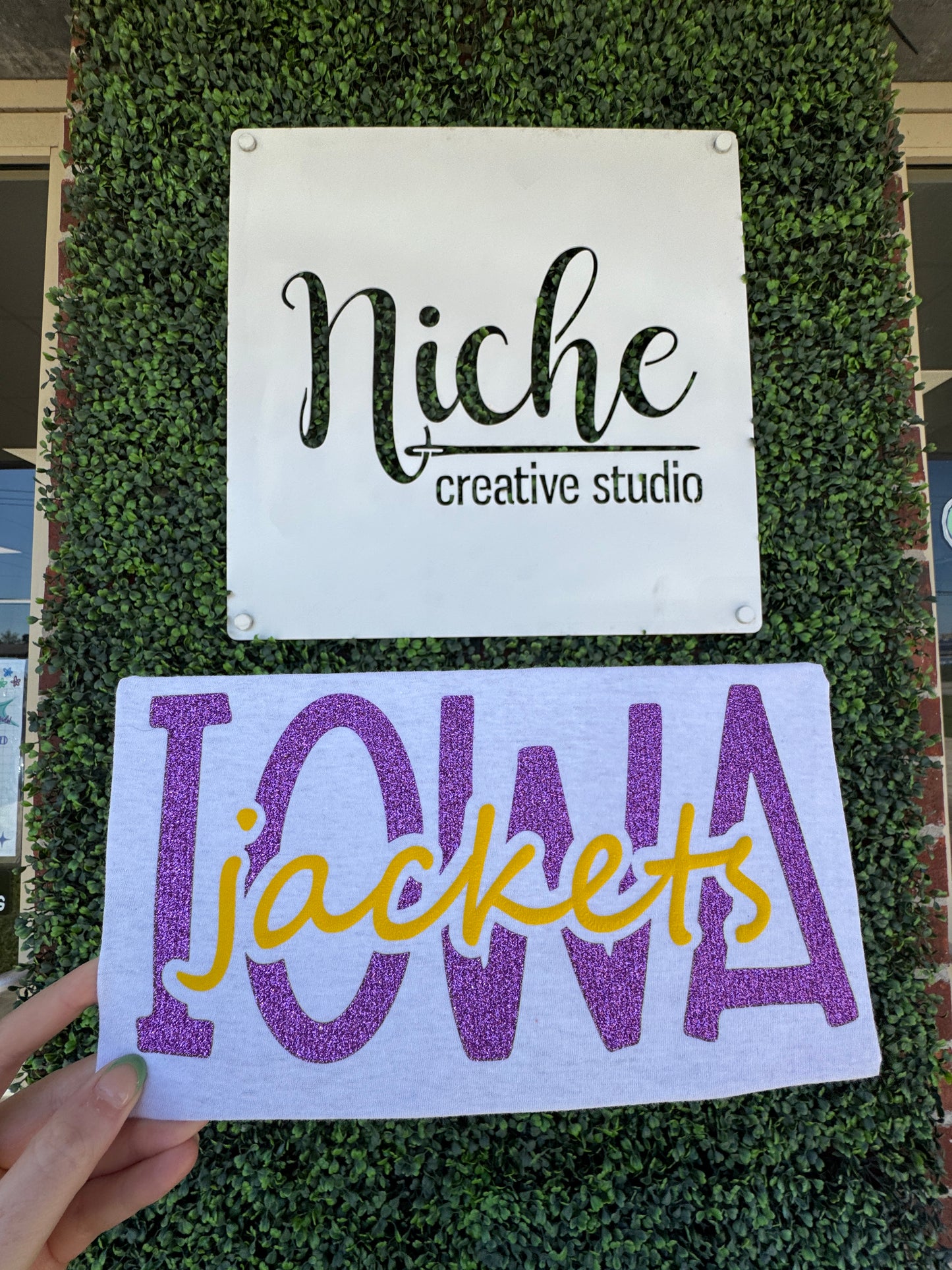 Iowa Glitter Puff Vinyl Decal