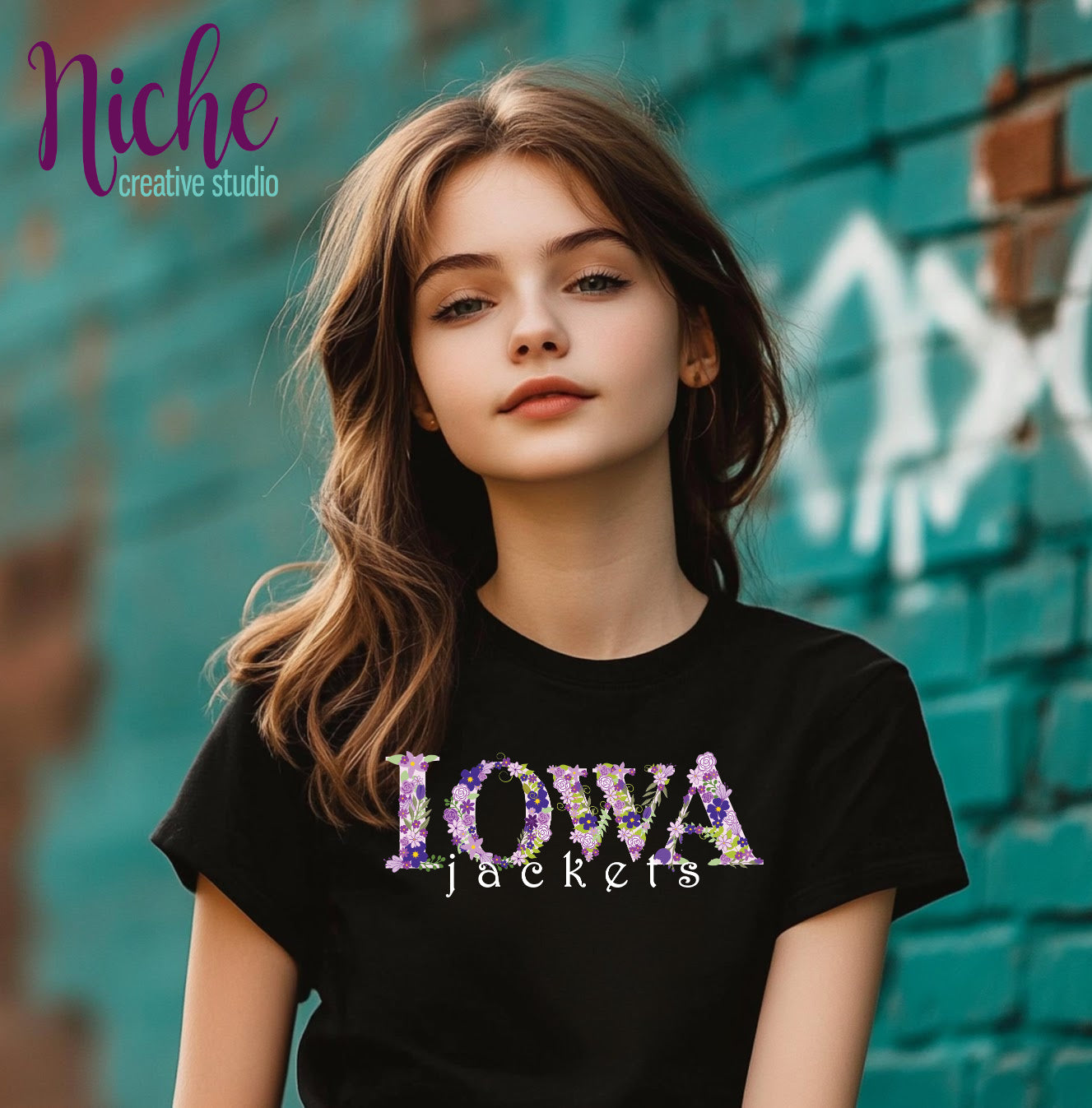 -IOW8288 Iowa Jackets Flowers Decal