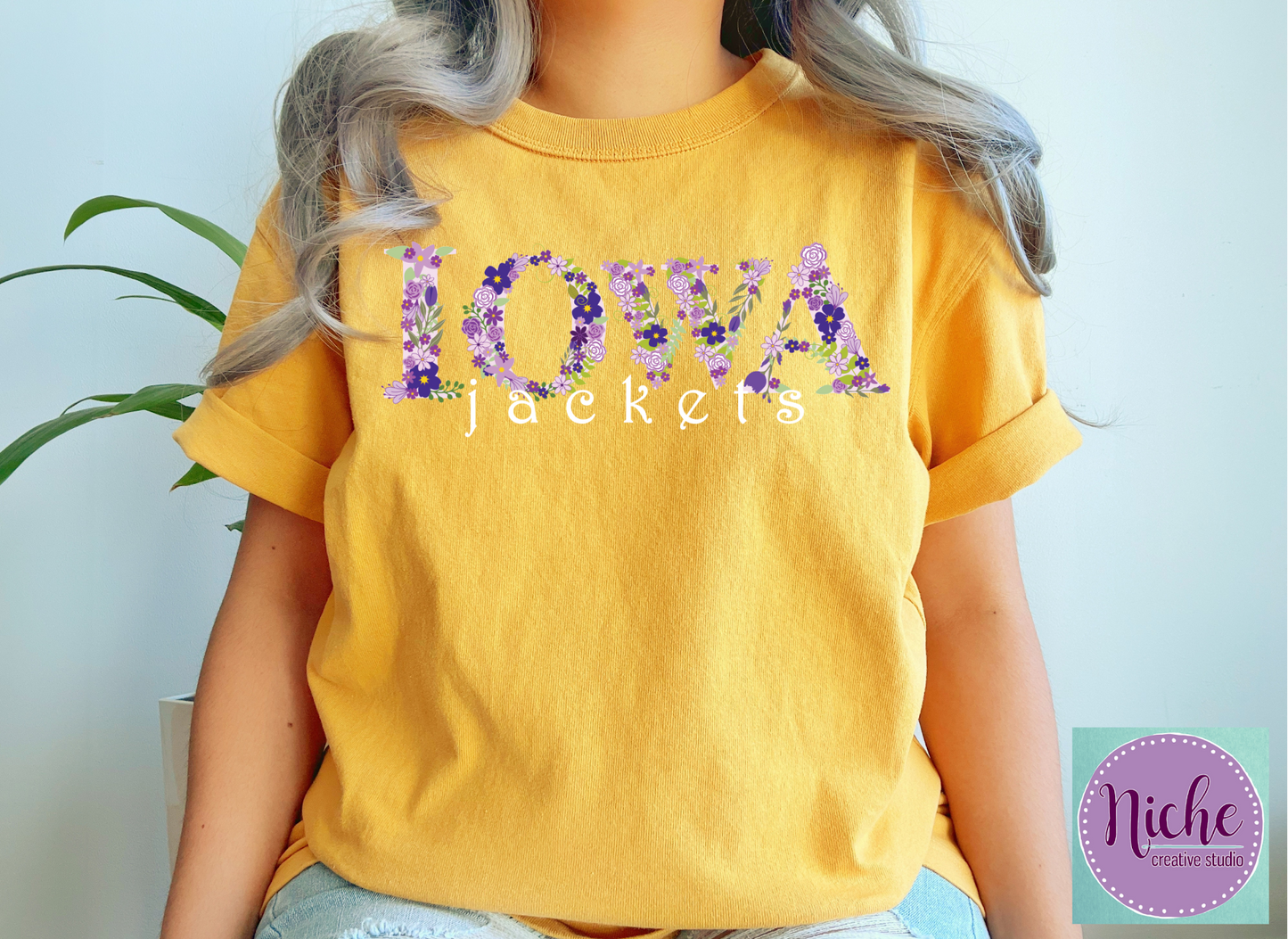 -IOW8288 Iowa Jackets Flowers Decal