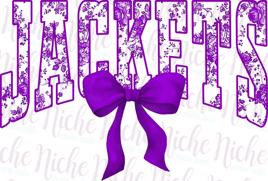 -IOW8295 Jackets Varsity Floral Purple Bow Decal
