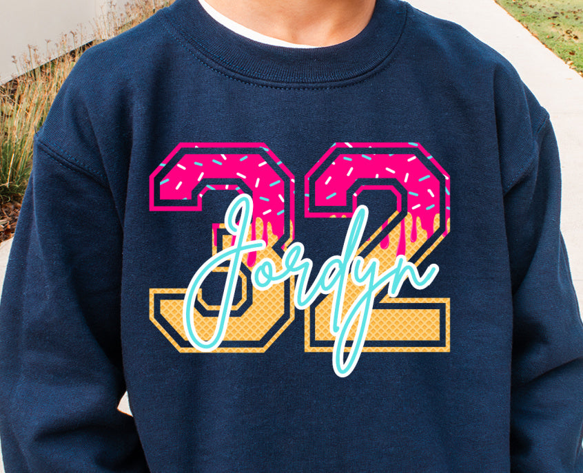 -BAS8271 Pink Waffle Drip Numbers Decal