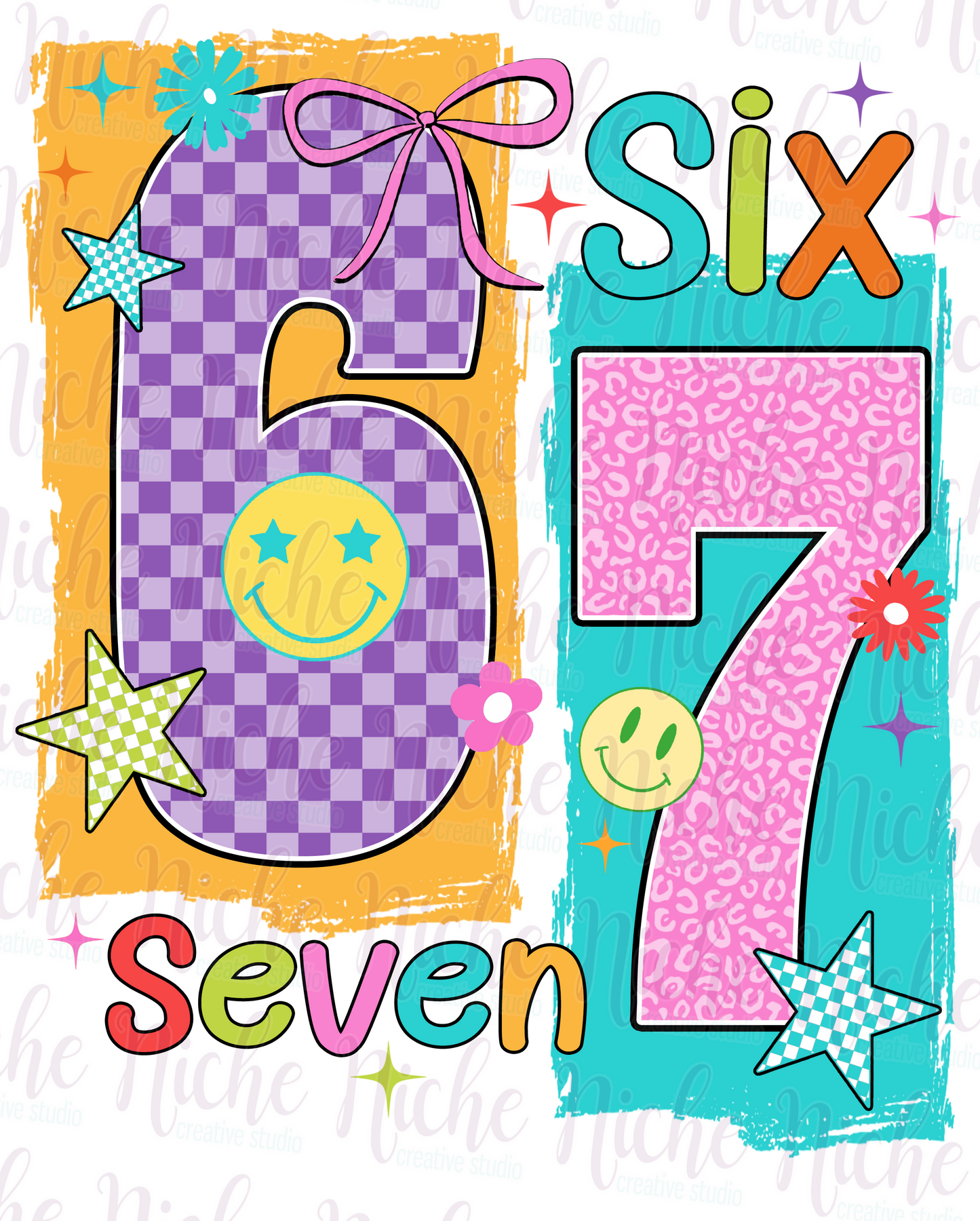 -KID8438 Colorful 67 Decal