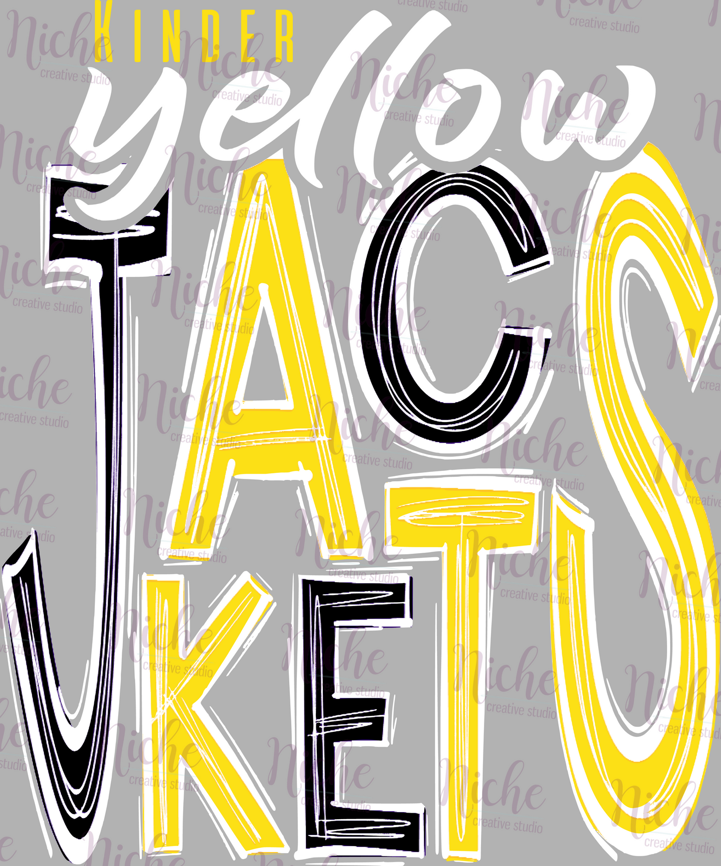 -KIN3132 Kinder Yellow Jackets Doodle Decal