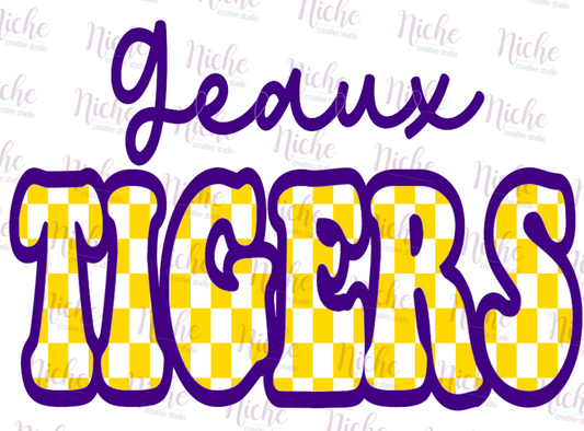 -LA1092 Geaux Tigers Checkered Decal