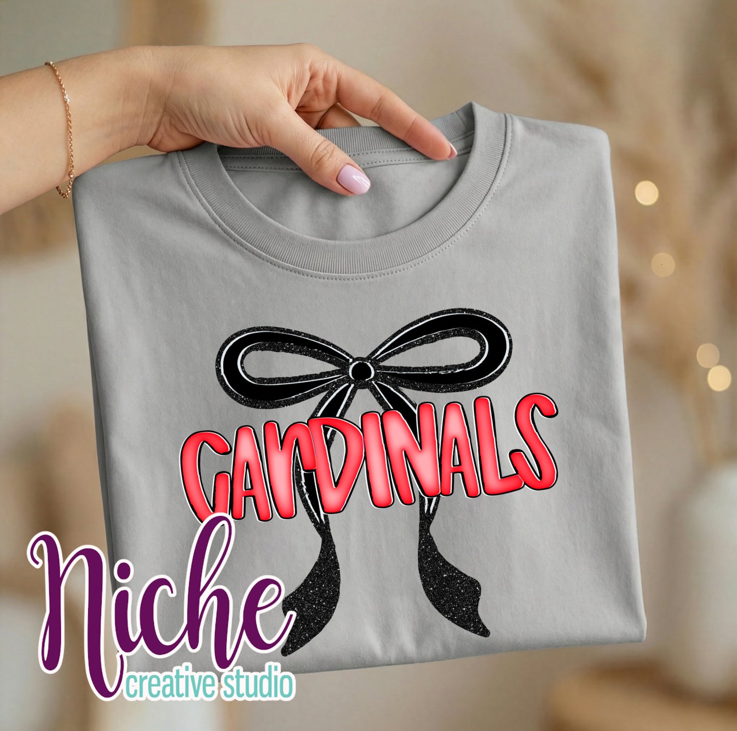 -LAC4716 Preppy Bow Cardinals Decal