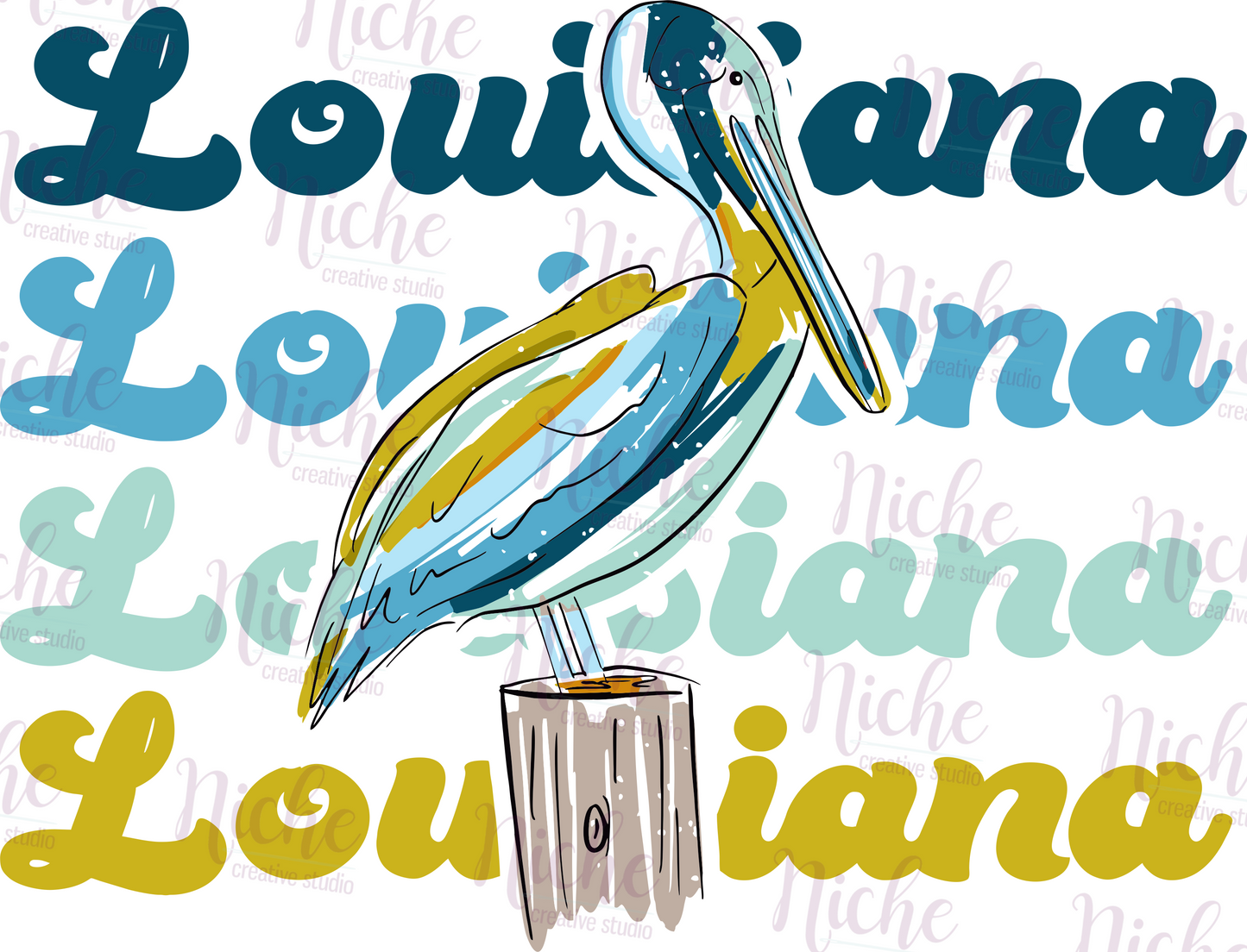 -LOU5139 Louisiana Pelican Repeat Decal