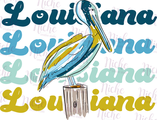 -LOU5139 Louisiana Pelican Repeat Decal