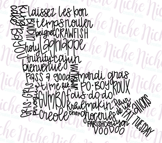 -LOU8290 Louisiana Word Collage Decal