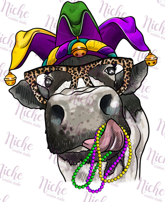 -MAR1105 Mardi Gras Cow Decal