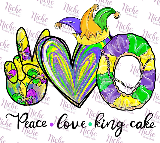 -MAR1107 Peace Love King Cake Decal