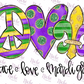 -MAR1108 Peace Love Mardi Gras Decal