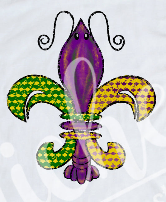 -MAR1255 Crawfish Fleur de Lis Decal