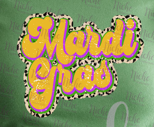 -MAR1263 Leopard Retro Mardi Gras Decal