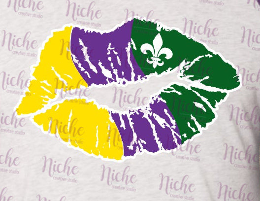 -MAR1280 Mardi Gras Tri Color Lip Decal