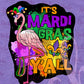 -MAR1283 Mardi Gras Y'all Flamingo Decal
