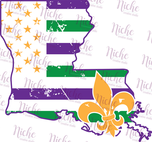 -MAR1285 Louisiana Mardi Gras Flag Decal