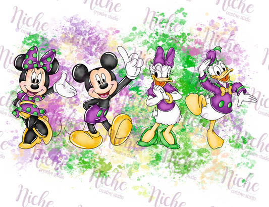 -MAR1294 Mouse Characters Mardi Gras Decal