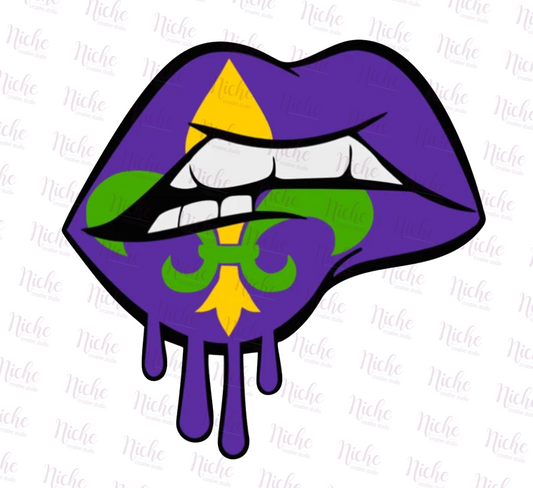 -MAR1301 Mardi Gras Lips Drip Decal