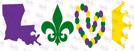 -MAR1307 LOVE Mardi Gras Decal