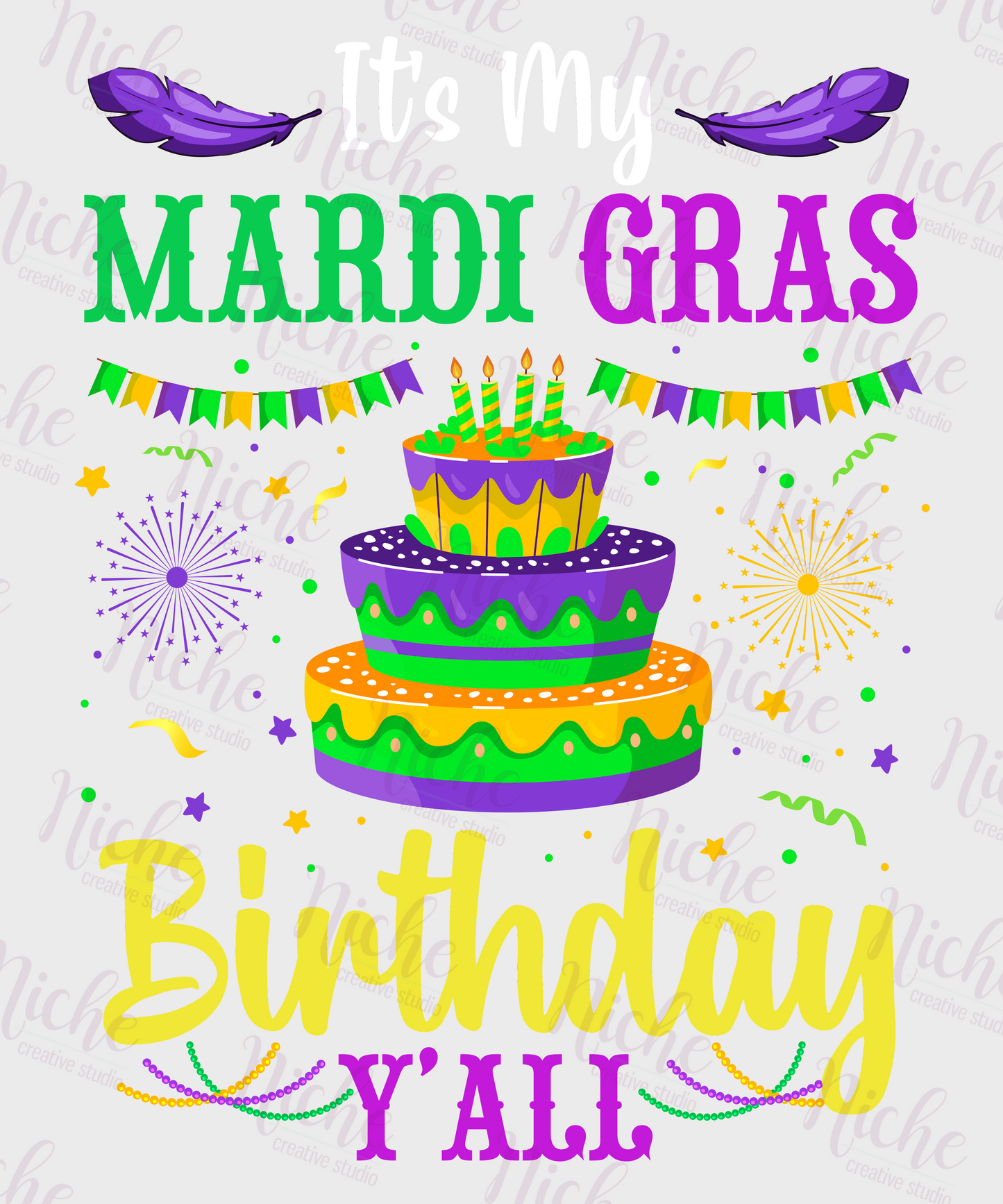 -MAR1314 A Mardi Gras Birthday Decal