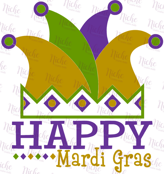 -MAR1320 Happy Mardi Jester Decal