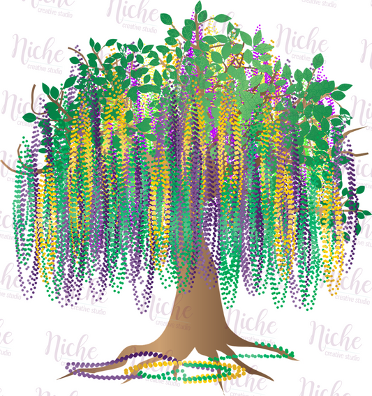 -MAR1460 Mardi Gras Bead Tree Decal