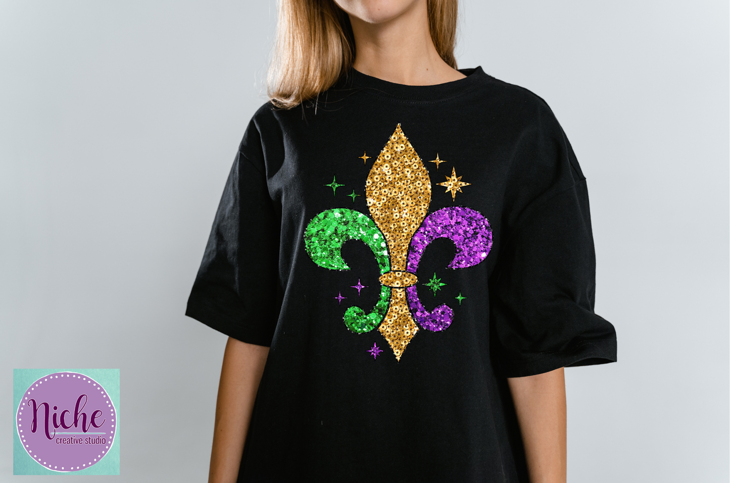 -MAR2939 Glitter Fleur De Lis Decal