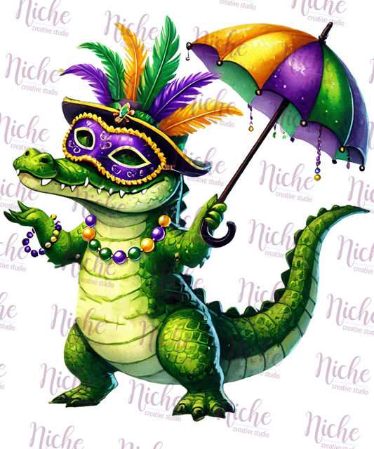 -MAR8077 Mardi Gras Gator Decal