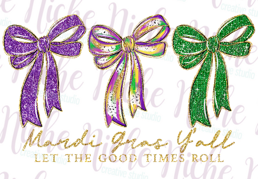 -MAR8421 Mardi Gras Preppy Bow Decal