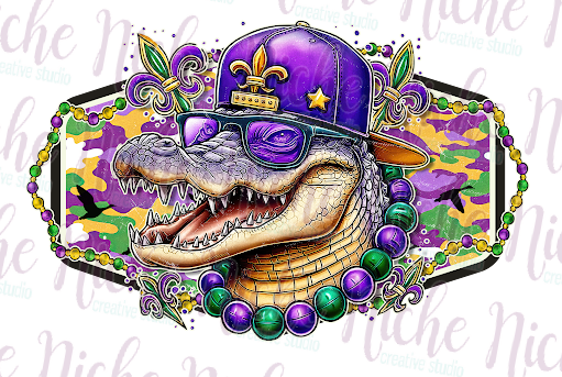 -MAR8422 Gator Mardi Gras Decal