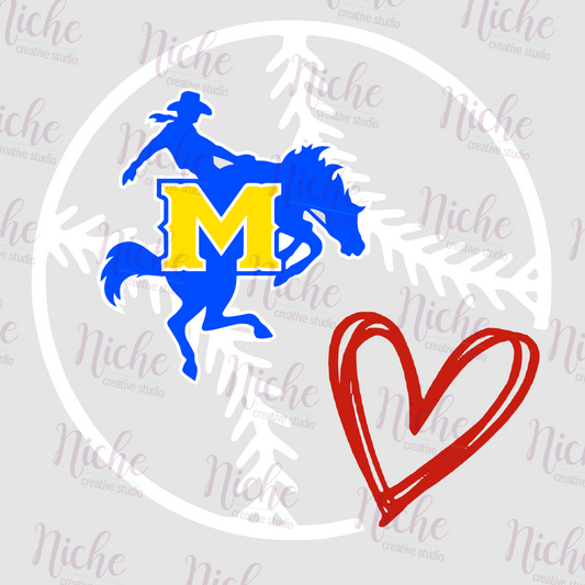 -MCN1427 Baseball Heart Decal