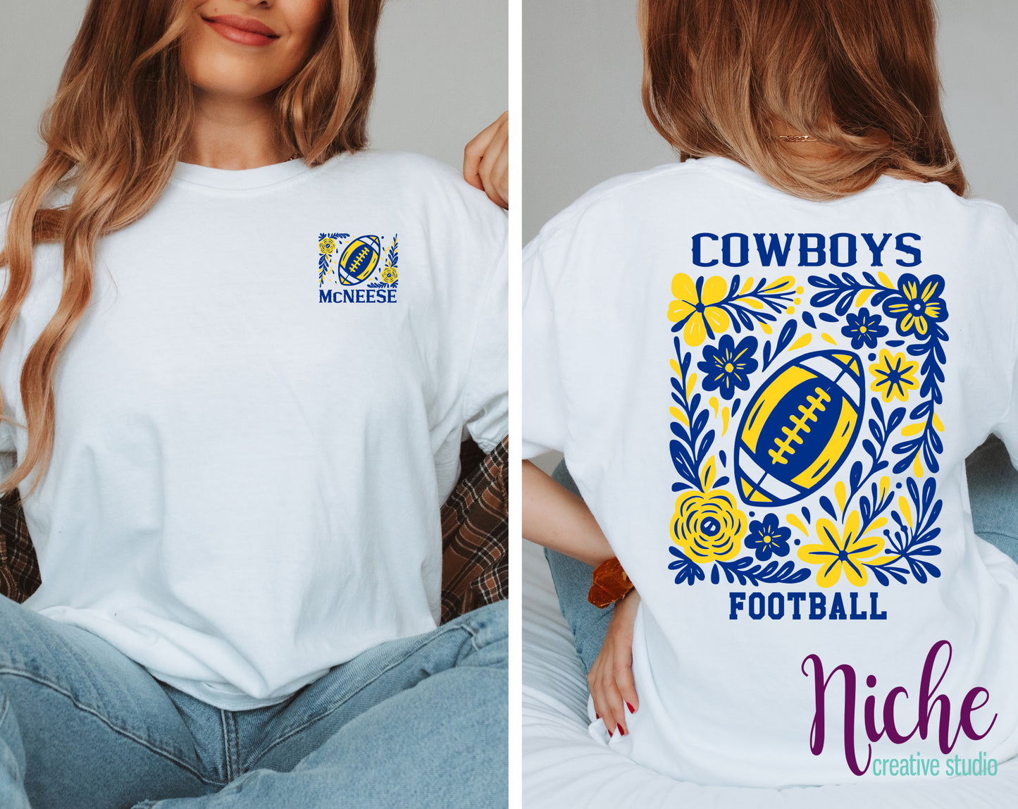 -MCN8277 **Combo** Floral Football McNeese Decal