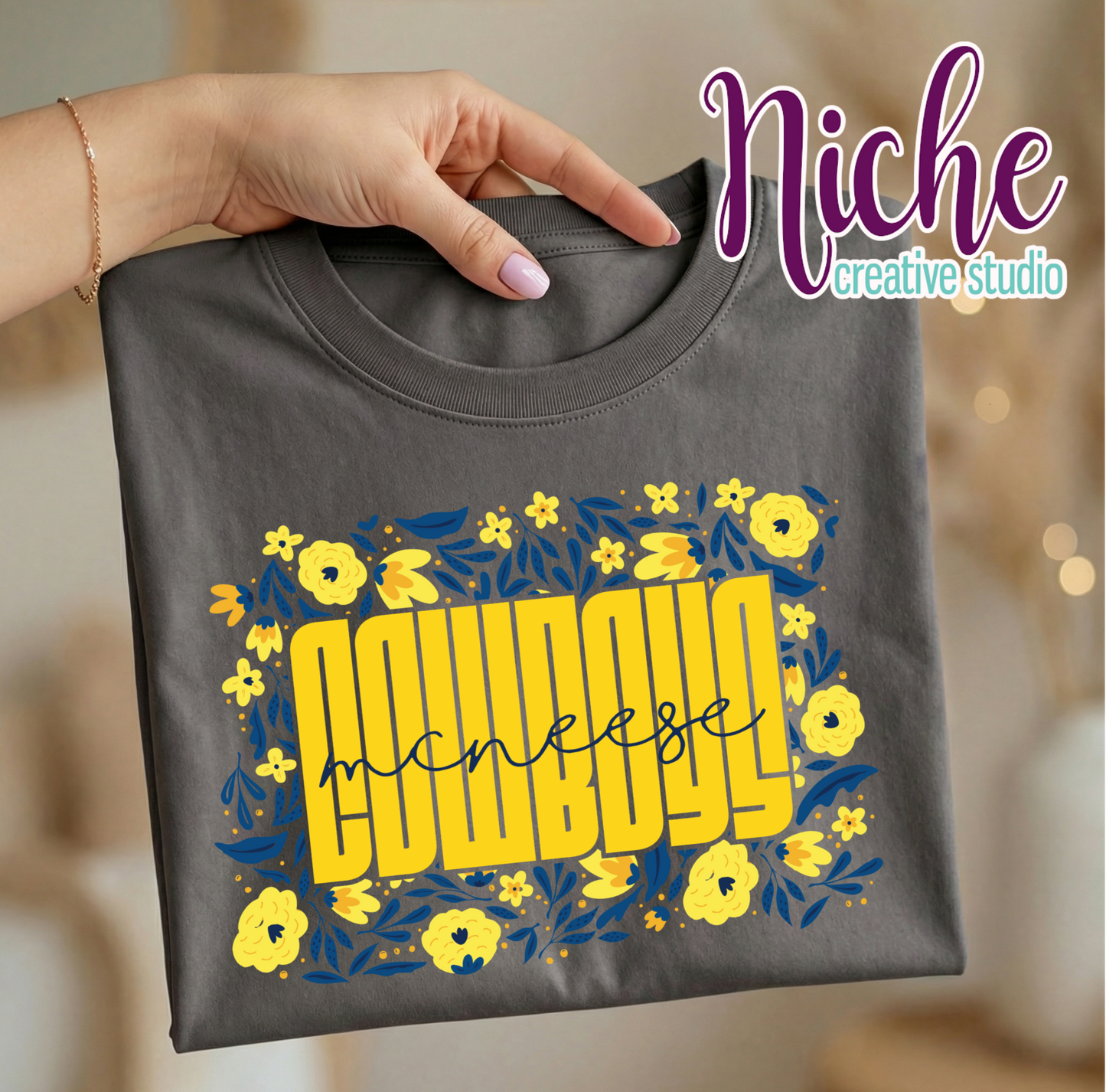 -MCN8435 McNeese Floral Decal